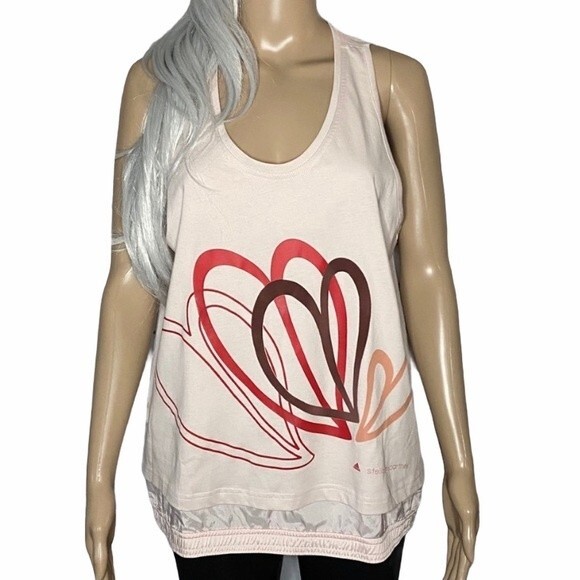 Adidas & Stella McCartney Pink Layer Heart Tank Size Small - Picture 1 of 10